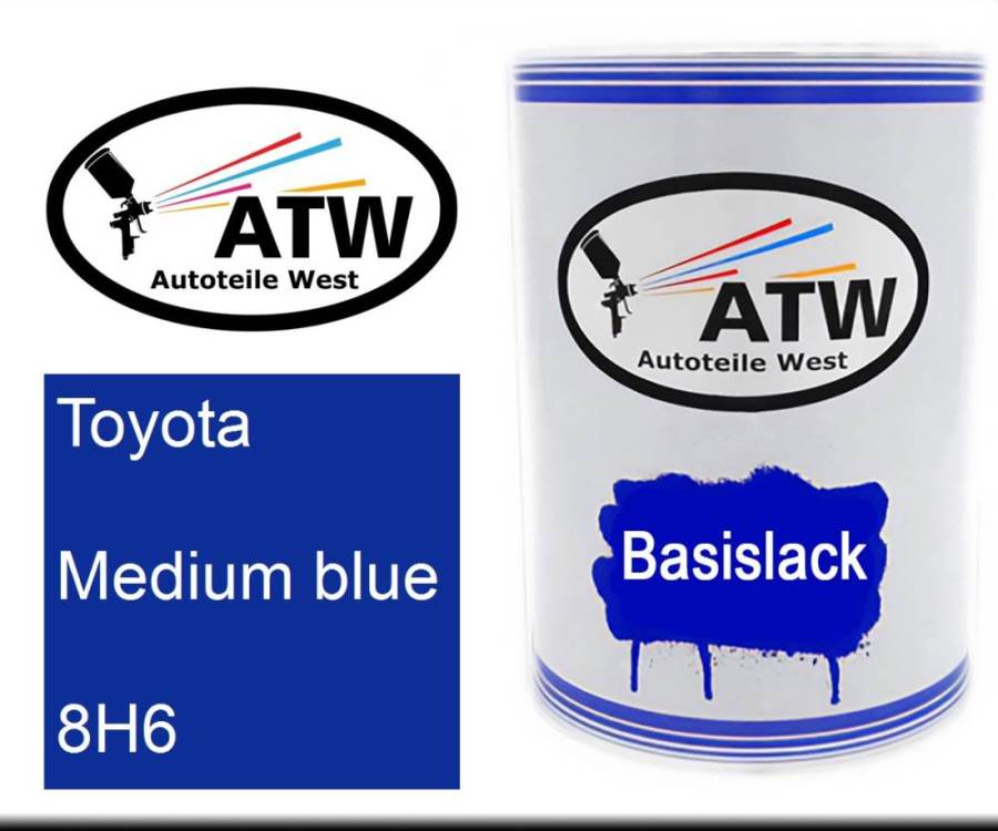 Toyota, Medium blue, 8H6: 500ml Lackdose, von ATW Autoteile West.